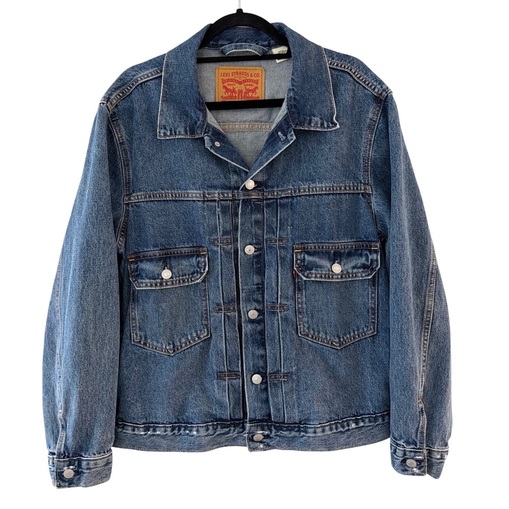 Levis Relaxed Fit Denim Trucker Jacket Mens Large Blue Medium Wash Cotton